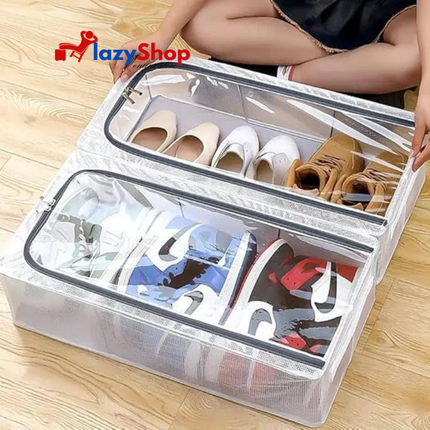 Foldable Transparent Storage Box for Shoes, Toys, Clothes, Books