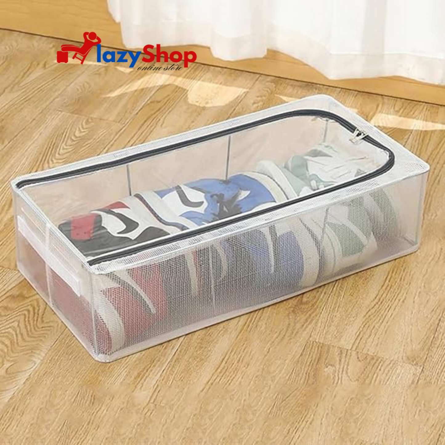 Foldable Transparent Storage Box for Shoes, Toys, Clothes, Books