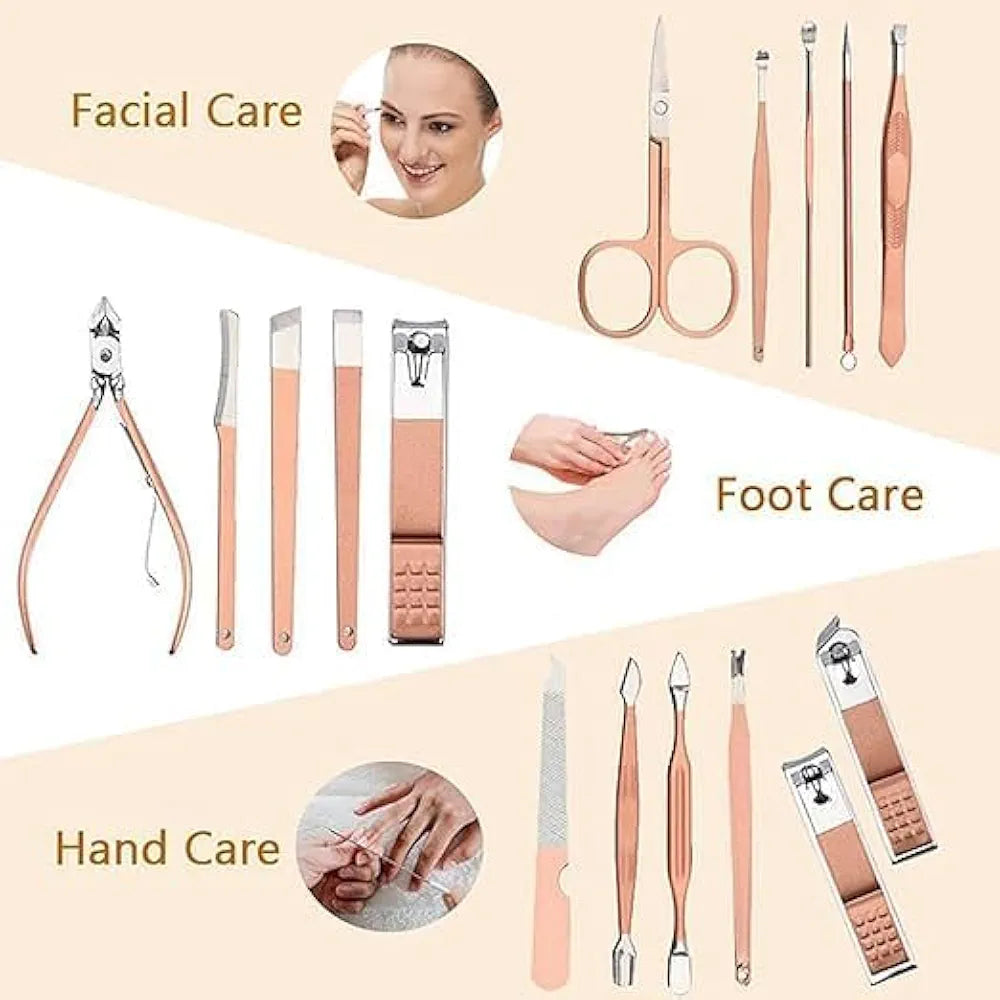 16 Pieces Manicure Stainless Steel Professional Personal Care Tool Kit Set