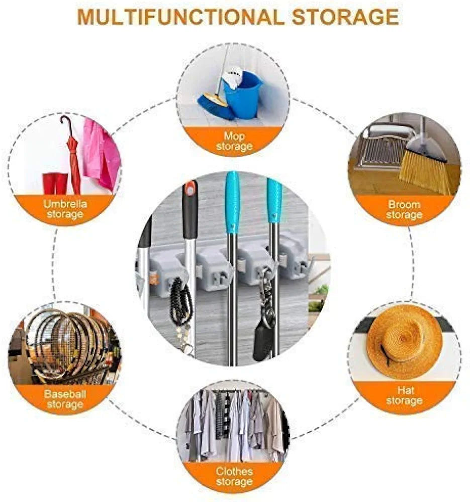 2 in 1 (5 Slot Wall Mounted mop & Broom Hanger)