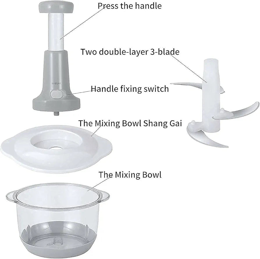 Hand Press Food Vegetable Chopper 1.5L