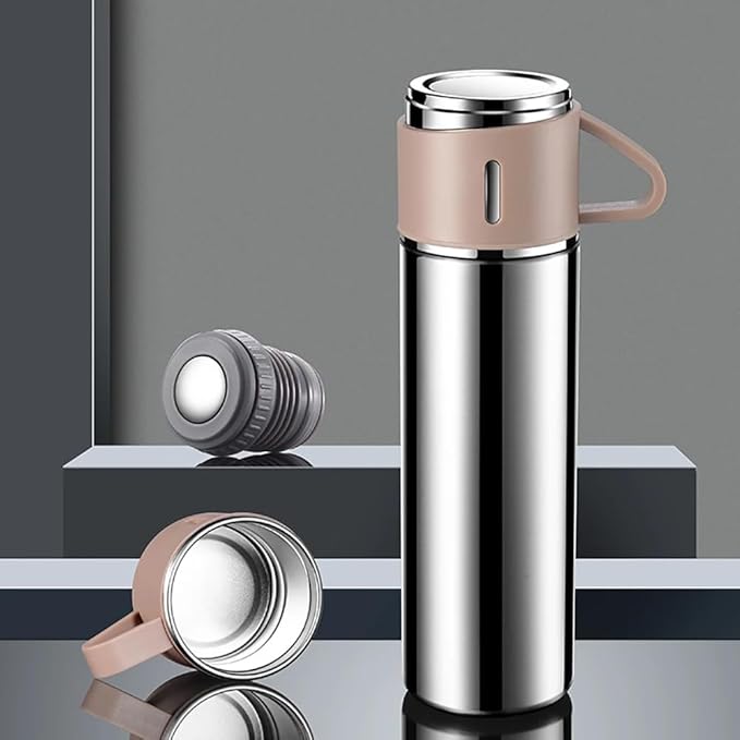 Vacuum Flask Set - Insulated Water Bottle 3 Cups Gift Set