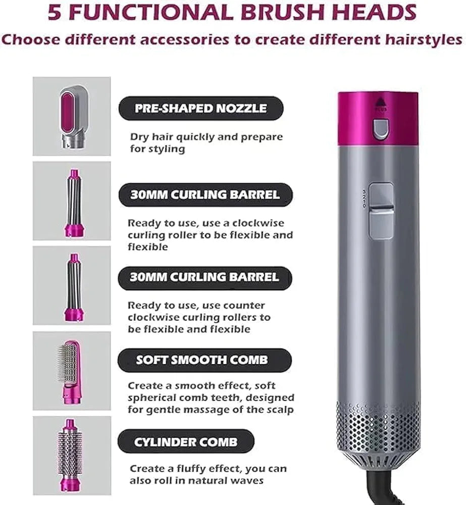 5 in 1 Hot Air Styler Hair Comb Multifunctional Styling Tool Set