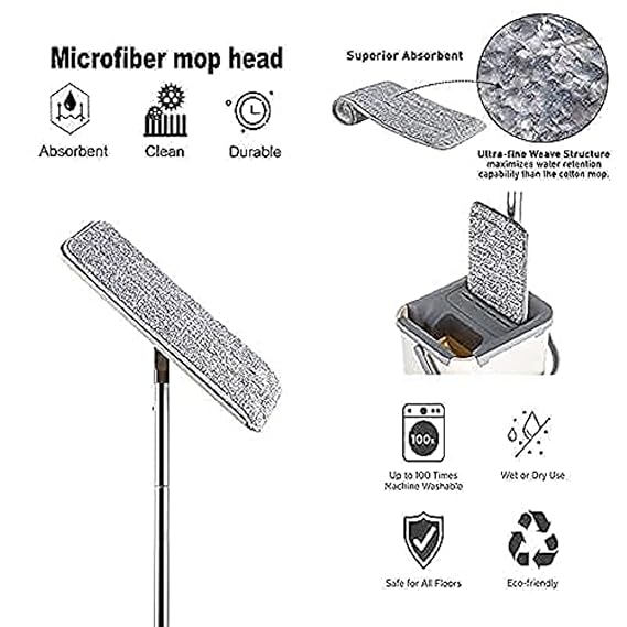 Floor Mop with Bucket Flexible Kitchen Tap Flat Squeeze