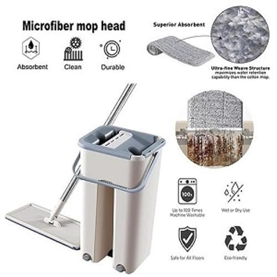 Floor Mop with Bucket Flexible Kitchen Tap Flat Squeeze