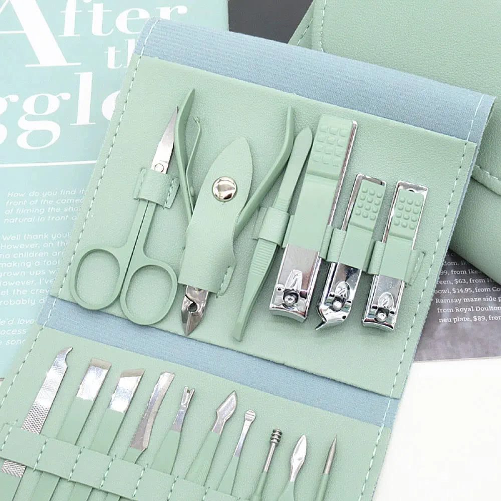 16 Pieces Manicure Stainless Steel Professional Personal Care Tool Kit Set