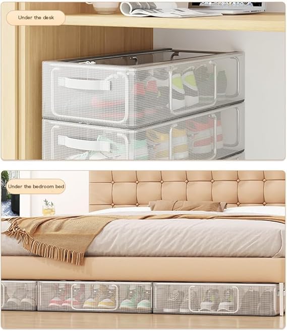 Foldable Transparent Storage Box for Shoes, Toys, Clothes, Books
