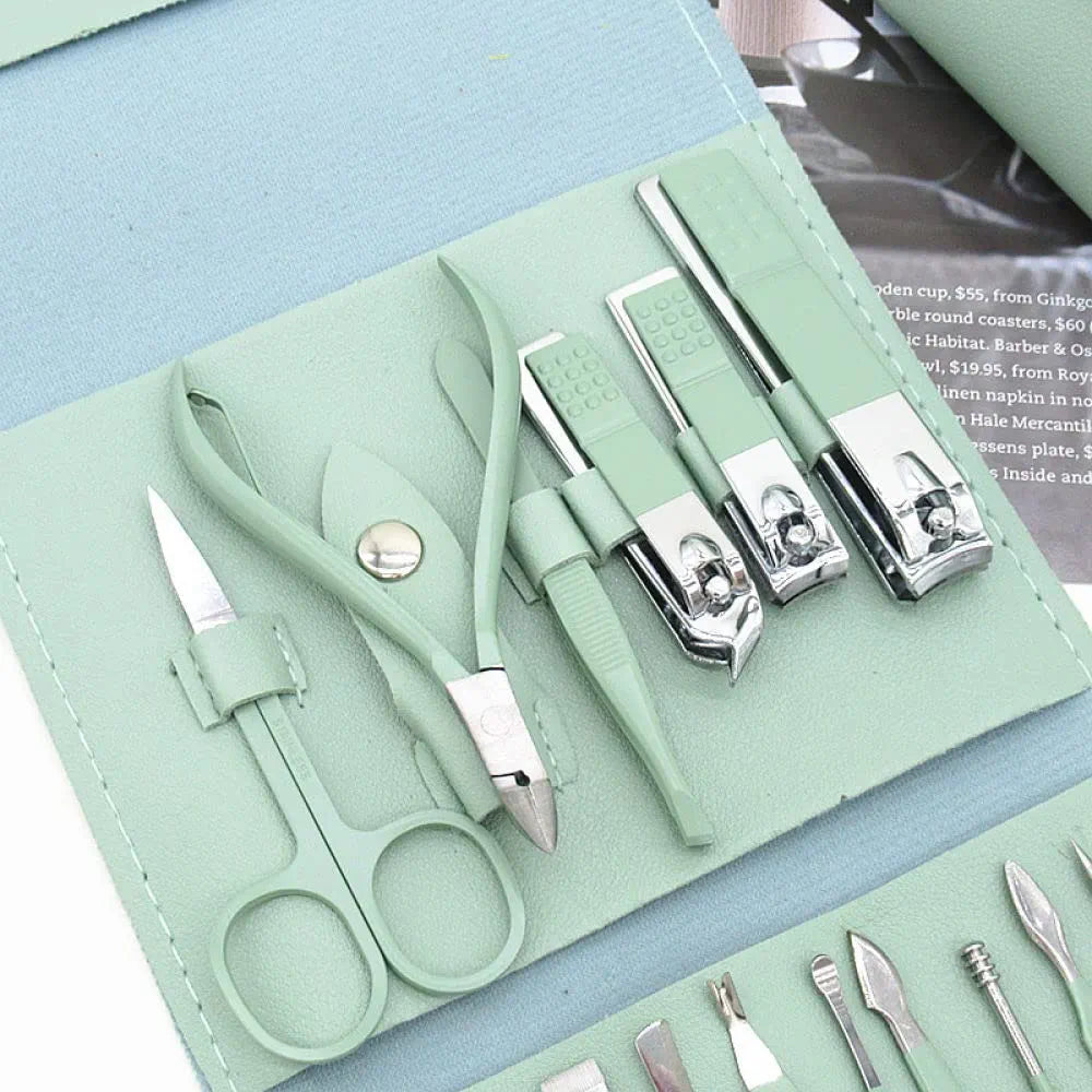 16 Pieces Manicure Stainless Steel Professional Personal Care Tool Kit Set