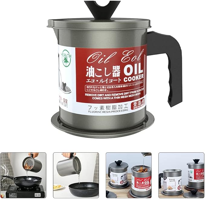 Stainless Steel Oil Storage Pot with Handle And Lid