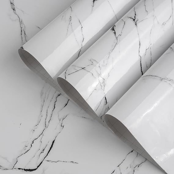 White Marble Wallpaper Peel and Stick Waterproof (60X200)