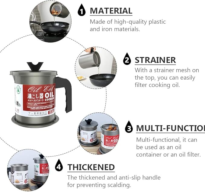 Stainless Steel Oil Storage Pot with Handle And Lid