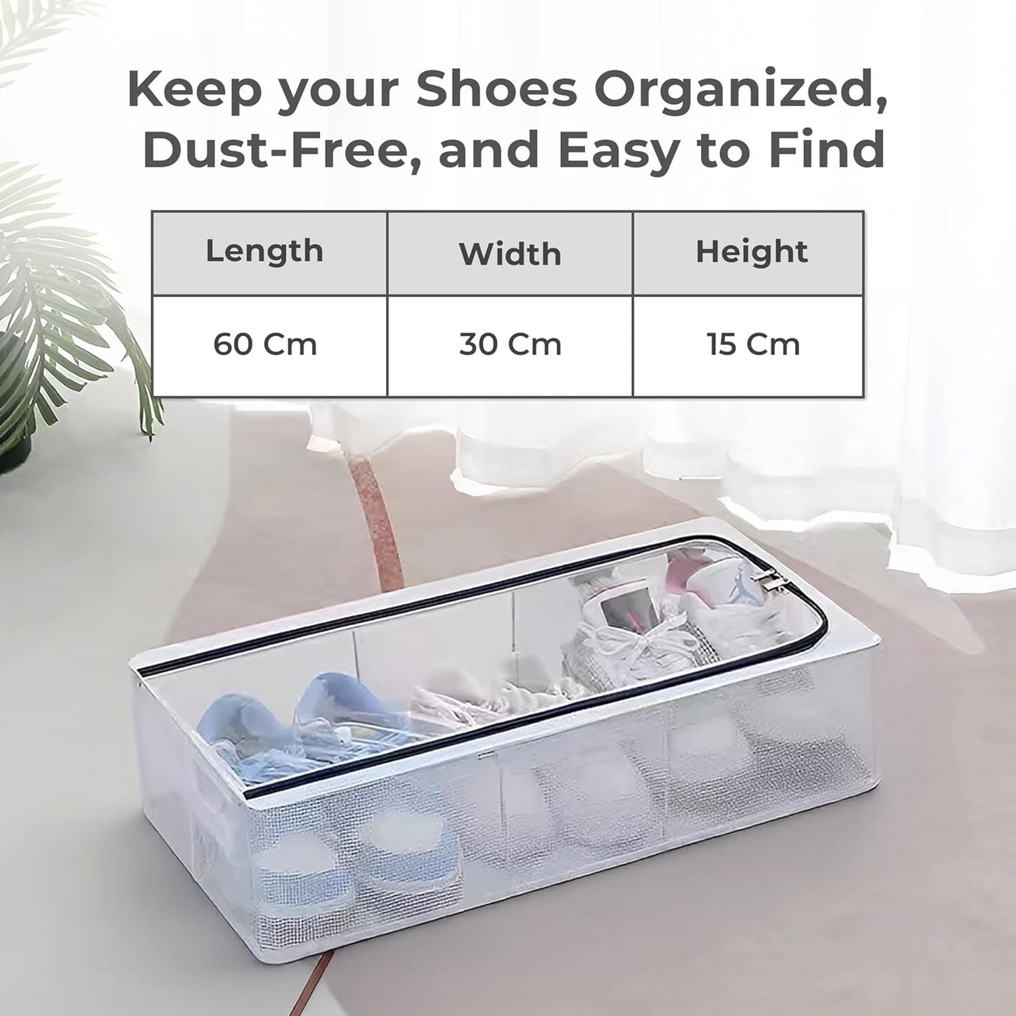 Foldable Transparent Storage Box for Shoes, Toys, Clothes, Books