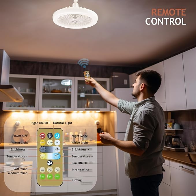 Potable Ceiling Fan With LED Light