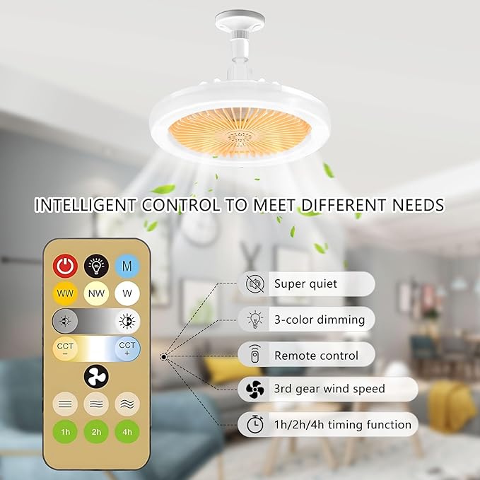 Potable Ceiling Fan With LED Light