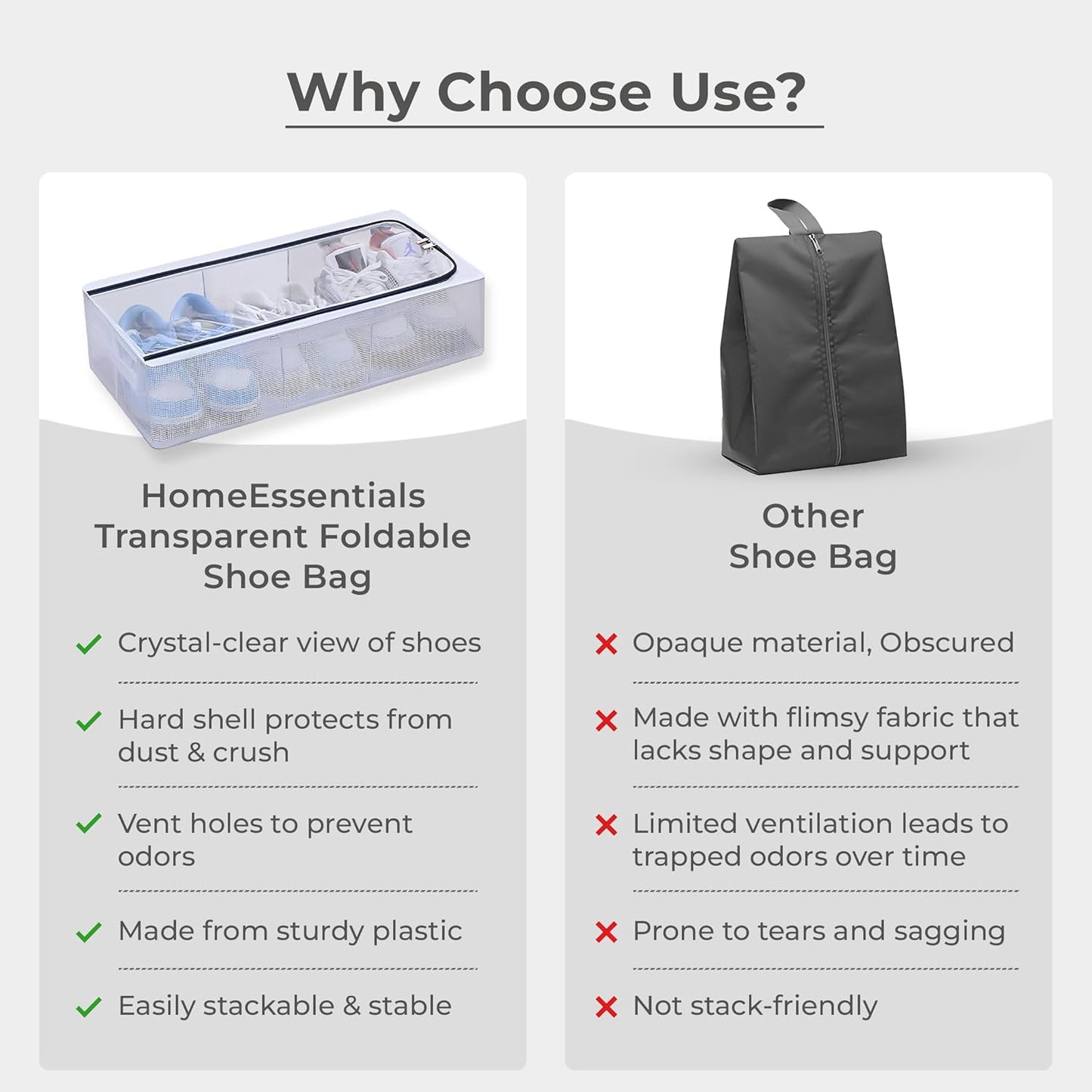 Foldable Transparent Storage Box for Shoes, Toys, Clothes, Books