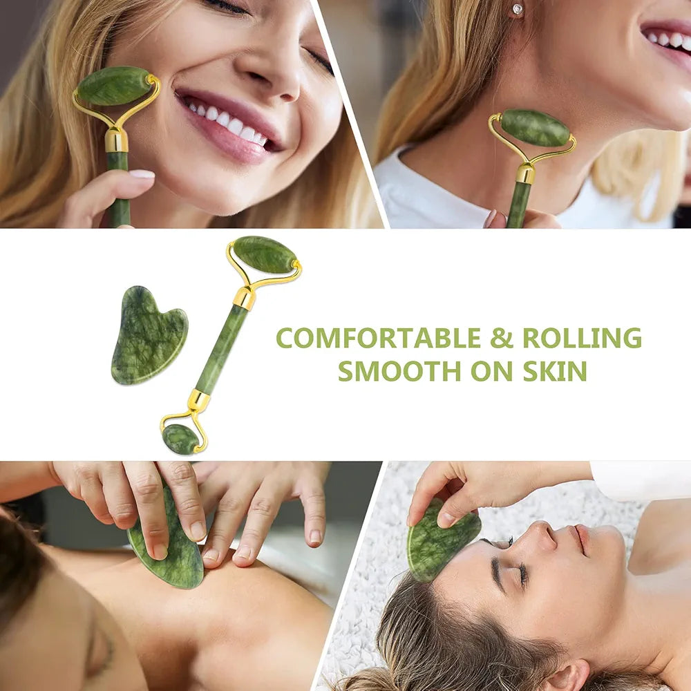 Face Roller Massager and Gua Sha Massage Tool Set