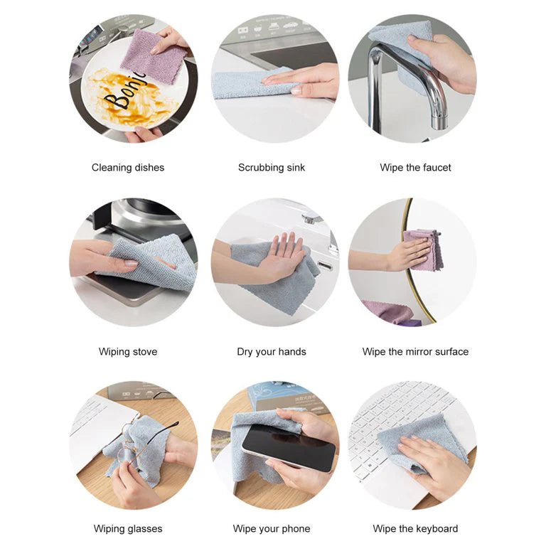 Reusable Microfiber Cleaning Cloths Box (20 Pieces)