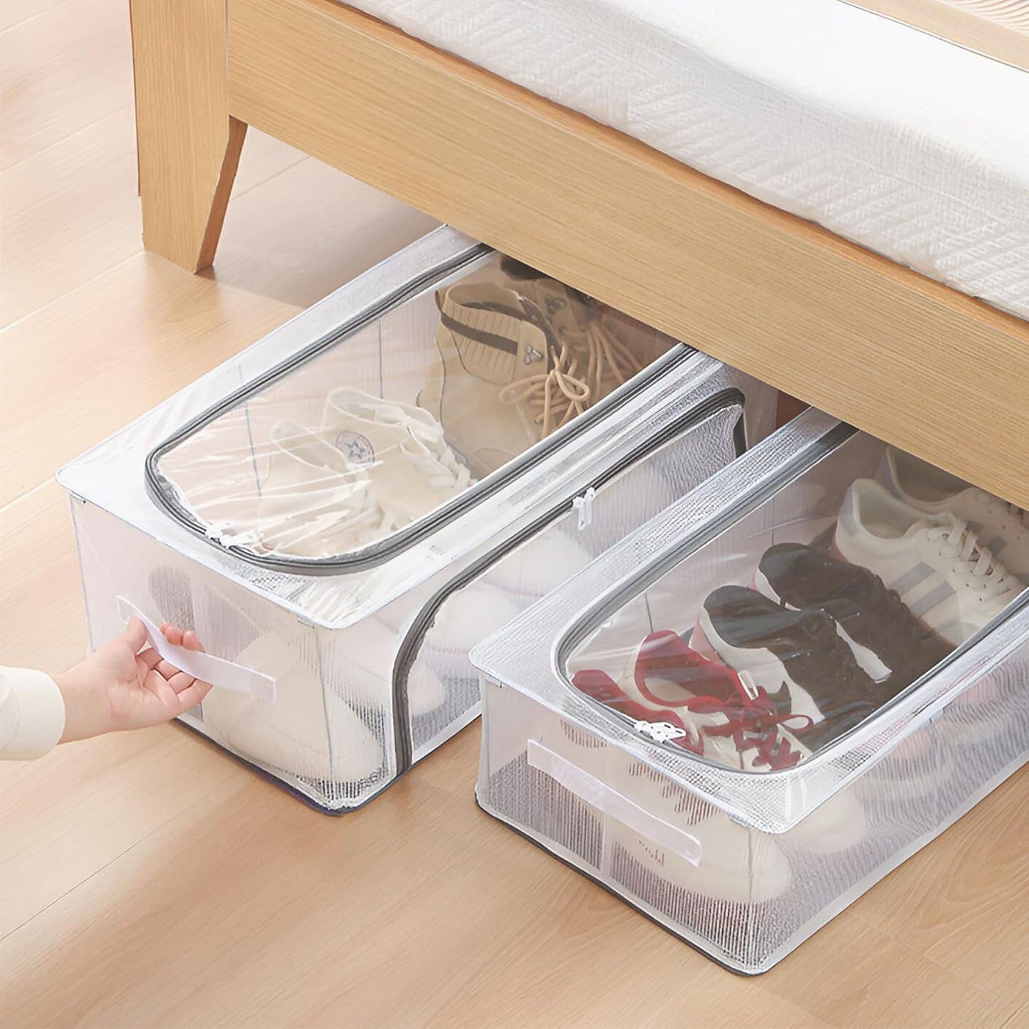 Foldable Transparent Storage Box for Shoes, Toys, Clothes, Books