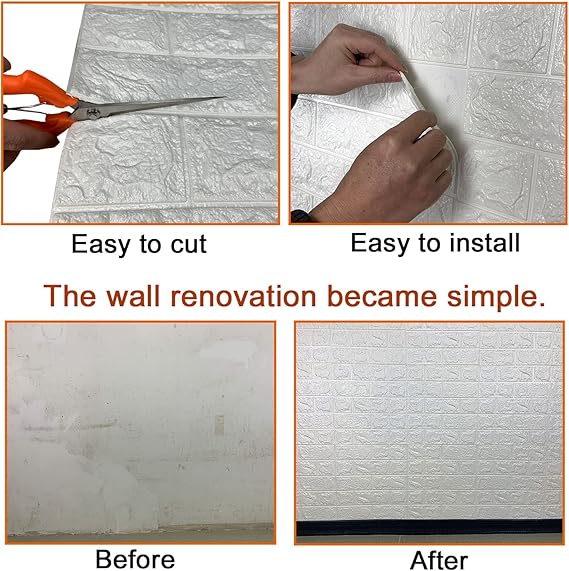 Pack Of 3 3D Brick Wallpaper Peel and Stick