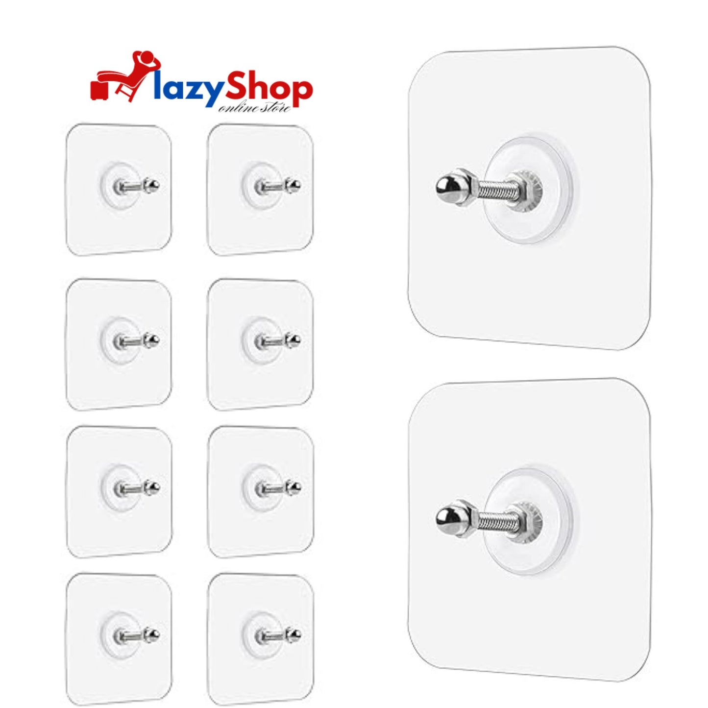 Pack Of 10 Transparent Adhesive Hooks