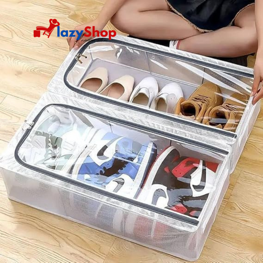 Foldable Transparent Storage Box for Shoes, Toys, Clothes, Books
