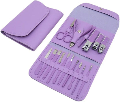 16 Pieces Manicure Stainless Steel Professional Personal Care Tool Kit Set