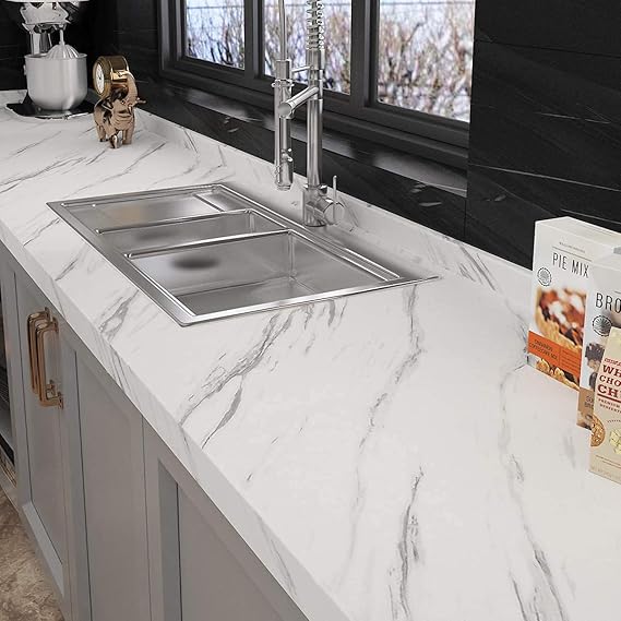 White Marble Wallpaper Peel and Stick Waterproof (60X200)