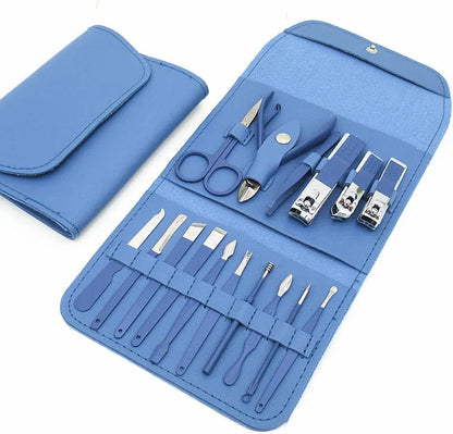 16 Pieces Manicure Stainless Steel Professional Personal Care Tool Kit Set