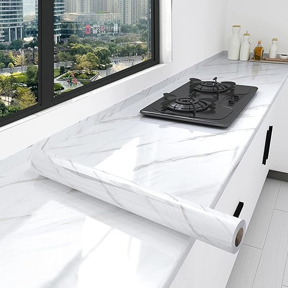White Marble Wallpaper Peel and Stick Waterproof (60X200)