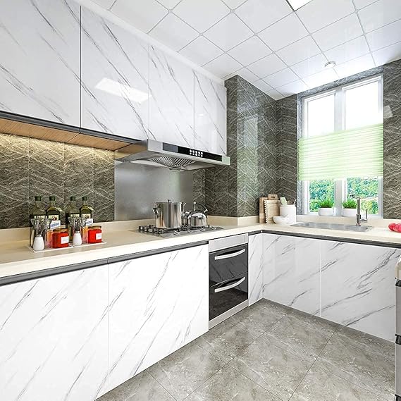 White Marble Wallpaper Peel and Stick Waterproof (60X200)