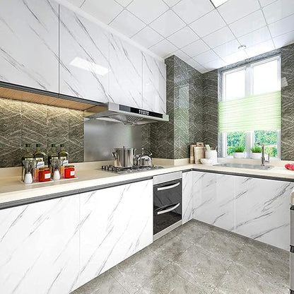 White Marble Wallpaper Peel and Stick Waterproof (60X200)