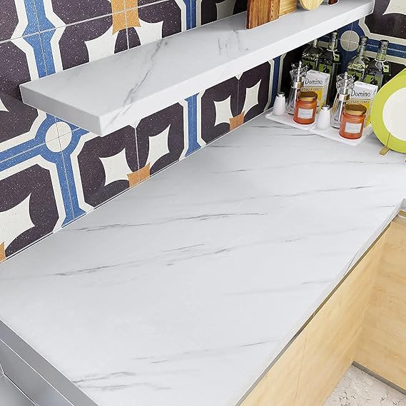 White Marble Wallpaper Peel and Stick Waterproof (60X200)
