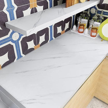 White Marble Wallpaper Peel and Stick Waterproof (60X200)