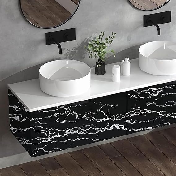 Pack Of 2 Black Marble Wallpaper Peel and Stick Waterproof (60X200)