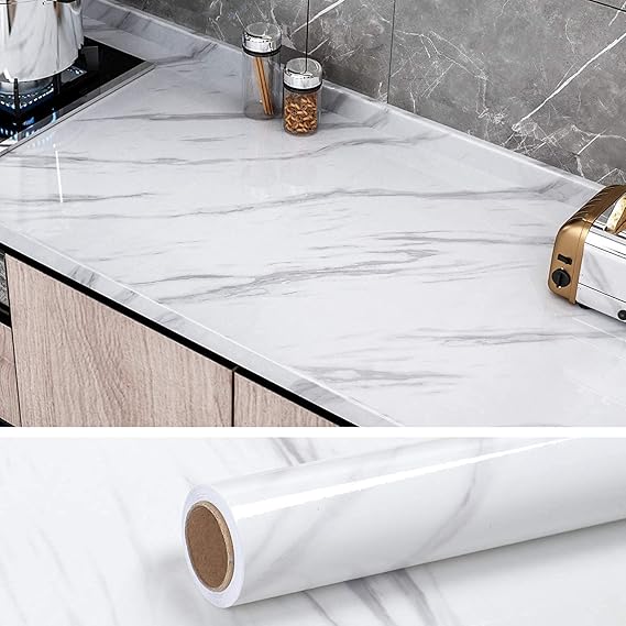 White Marble Wallpaper Peel and Stick Waterproof (60X200)