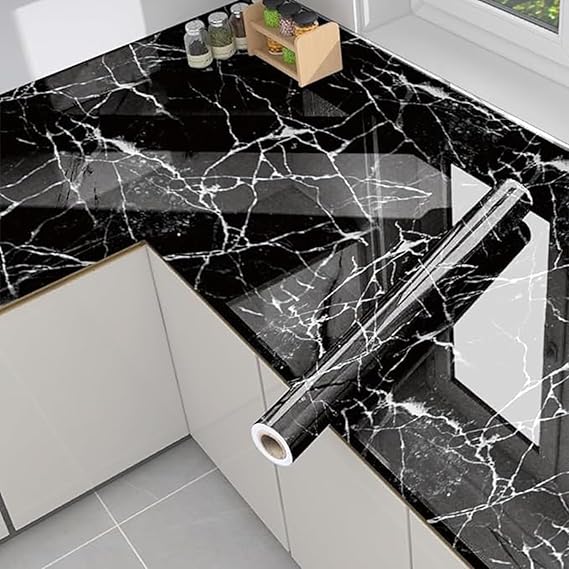 Pack Of 3 Black Marble Wallpaper Peel and Stick Waterproof (60X200)