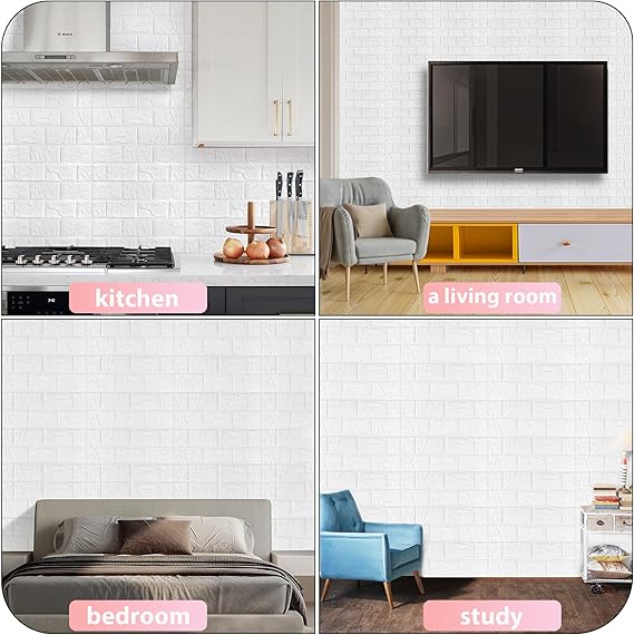 Pack Of 3 3D Brick Wallpaper Peel and Stick