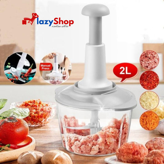 Hand Press Food Vegetable Chopper 2L