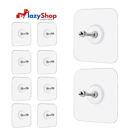 Pack Of 10 Transparent Adhesive Hooks