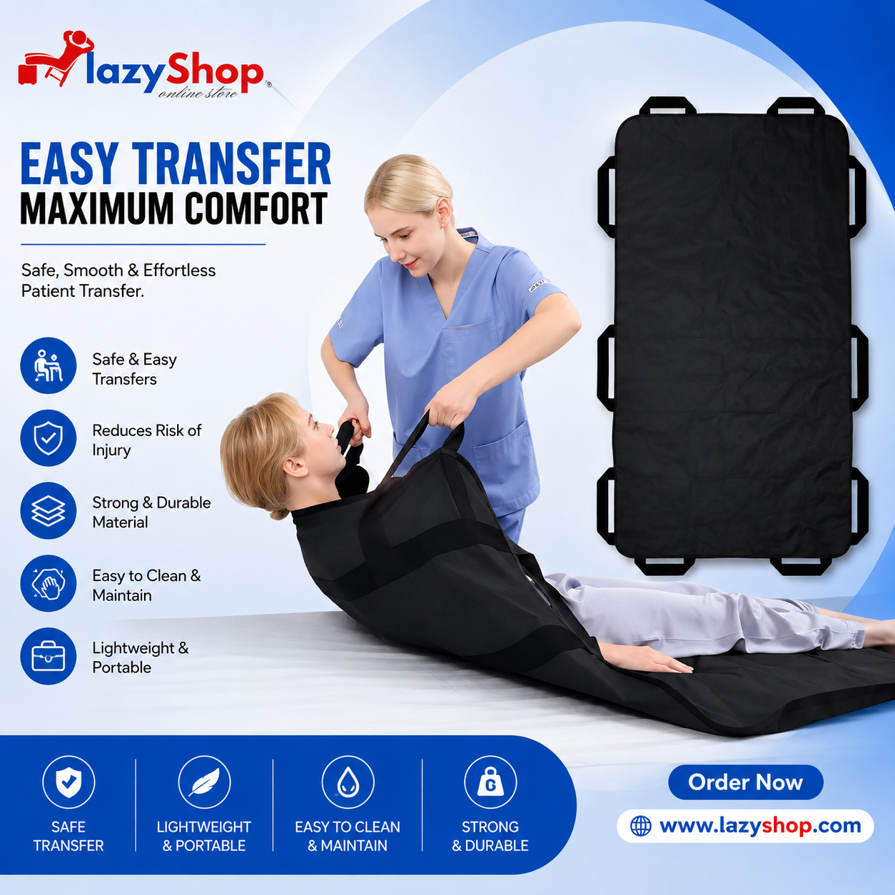Positioning Bed Pad Patient Transfer Sheet with Handles Washable Draw Sheets Mattress