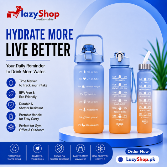 3 Pieces Combo Motivational Water Bottle Set
