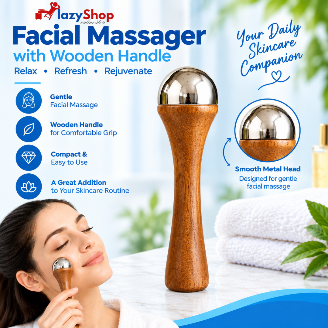 Kansa Facial Massager with Wooden Handle Face Massage Tool