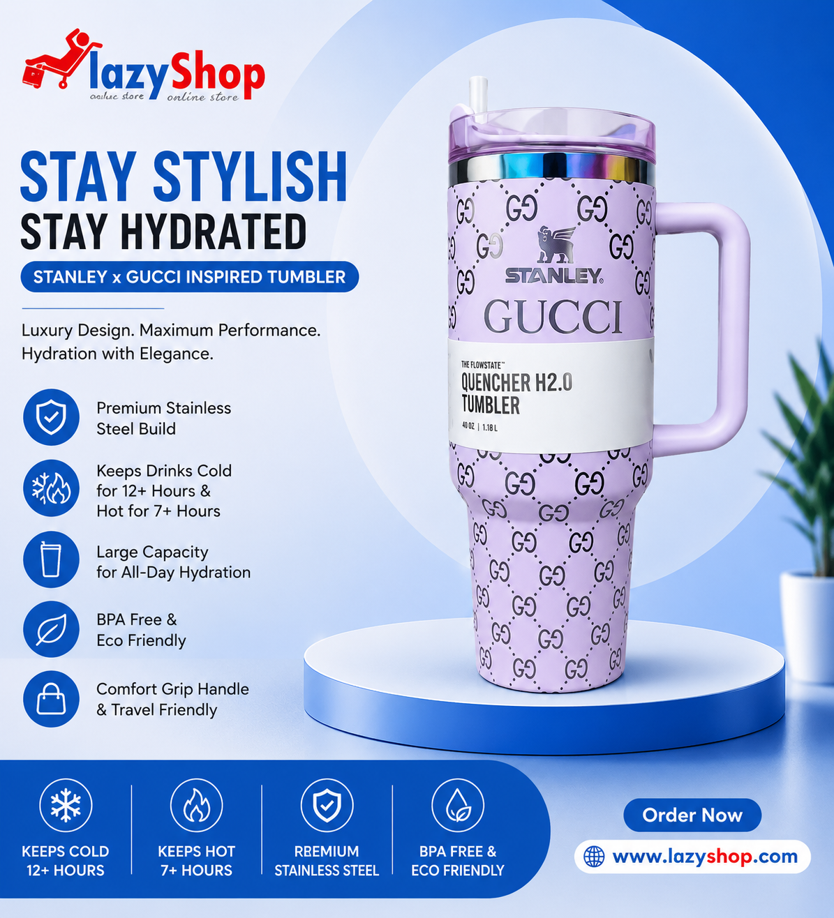 Stanley Tumbler With GUCCI Print