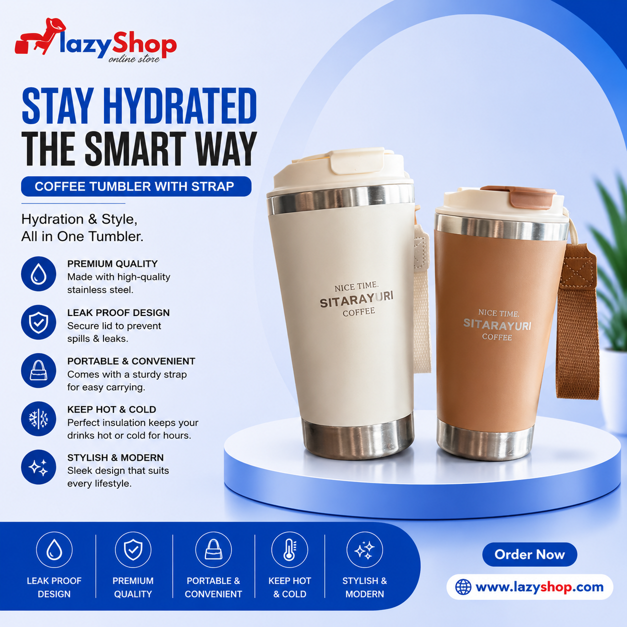 Stainless Steel Coffee Sipper Bottle