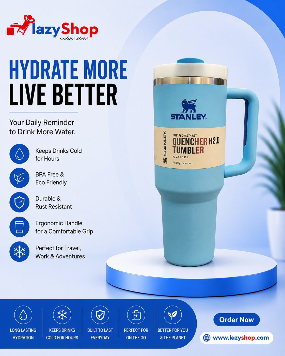 Stanley Tumbler (Blue Color)