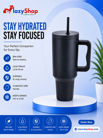 Premium Stanley Style 40oz Tumbler - Stainless Steel (Dupe)