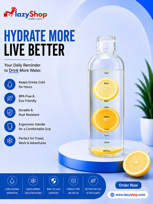 Glass Transparent Water Bottle