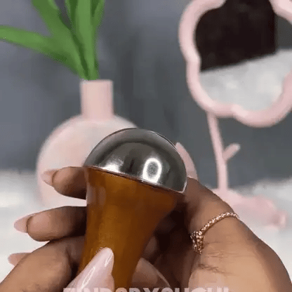 Kansa Facial Massager with Wooden Handle Face Massage Tool