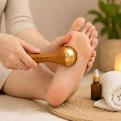 Kansa Facial Massager with Wooden Handle Face Massage Tool