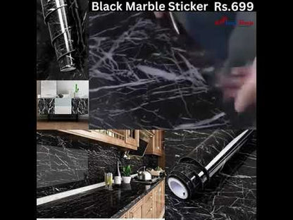 Pack Of 2 Black Marble Wallpaper Peel and Stick Waterproof (60X200)